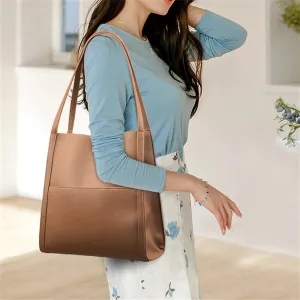 Elmyse Solid Color Simple Genuine Leather Shoulder Bag, Elmsye Crossbody Purse, Elmyse Waterproof Bag for Women