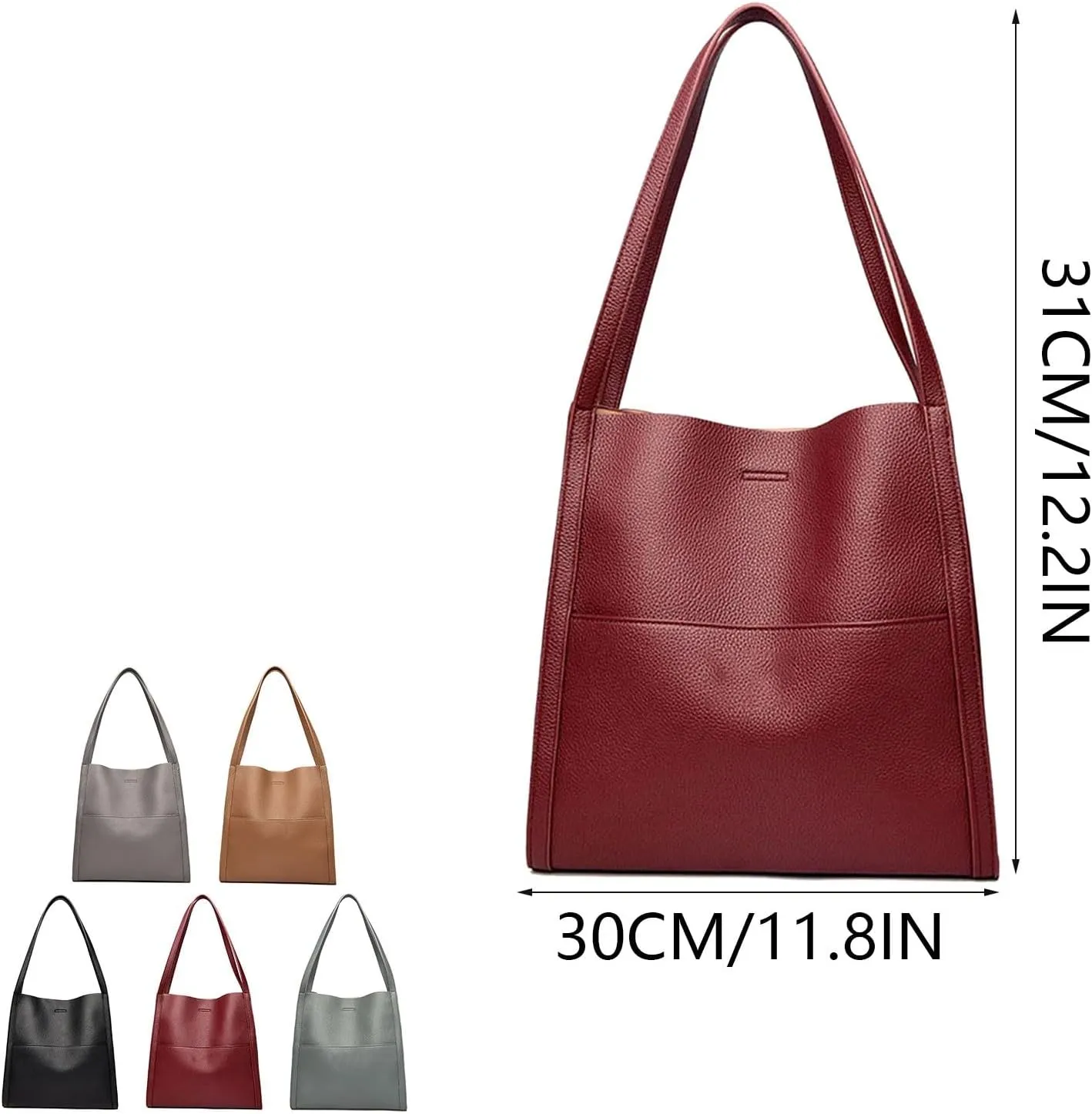 Elmyse Solid Color Simple Genuine Leather Shoulder Bag, Elmsye Crossbody Purse, Elmyse Waterproof Bag for Women