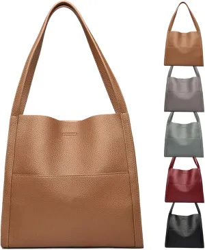 Emboadlie Solid Color Simple Genuine Leather Shoulder Bag, Emboadlie Retro All-Match Vertical Crossbody Bag for Women