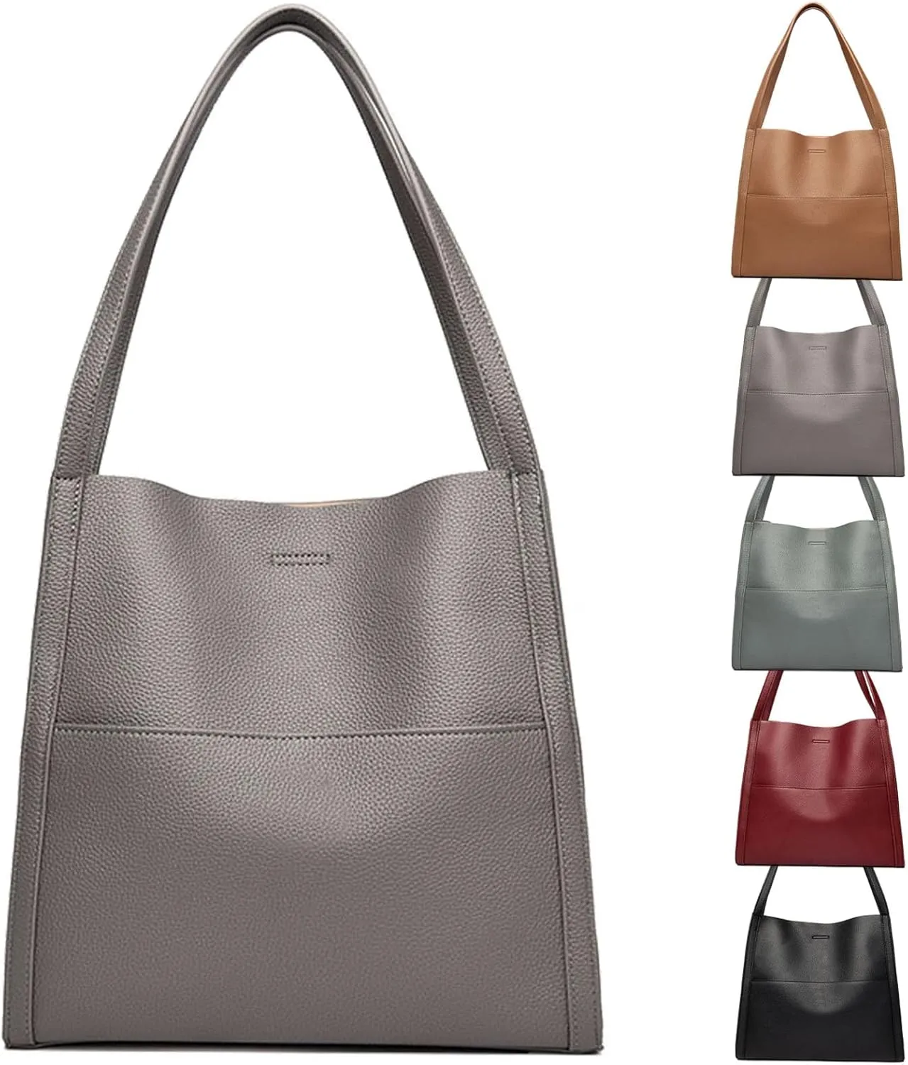 Emboadlie Solid Color Simple Genuine Leather Shoulder Bag, Emboadlie Retro All-Match Vertical Crossbody Bag for Women