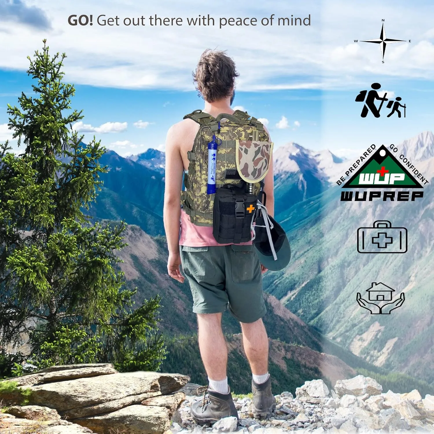 Emergency Survival First Aid Kit, Tactical Gear Bug Out Bag Best Men Gift Idea for Dad Camping Backpacking Hunting RV Travel Car Truck Boat Cool Gadget Stuff Prepper Equipment Accessories Supplies ACU