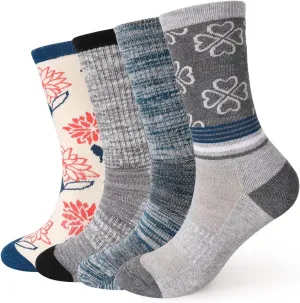 EnerWear 4 Pack Women's Merino Wool Outdoor Hiking Trail Crew Sock