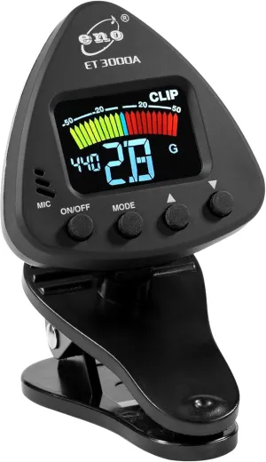ENO MUSIC Stable Quality Big LCD Display Easy to Read Auto Clip-on Acoustic Electric Guitar Tuner Bass Tuner with Ukulele Violin Chromatice Tunning Mode