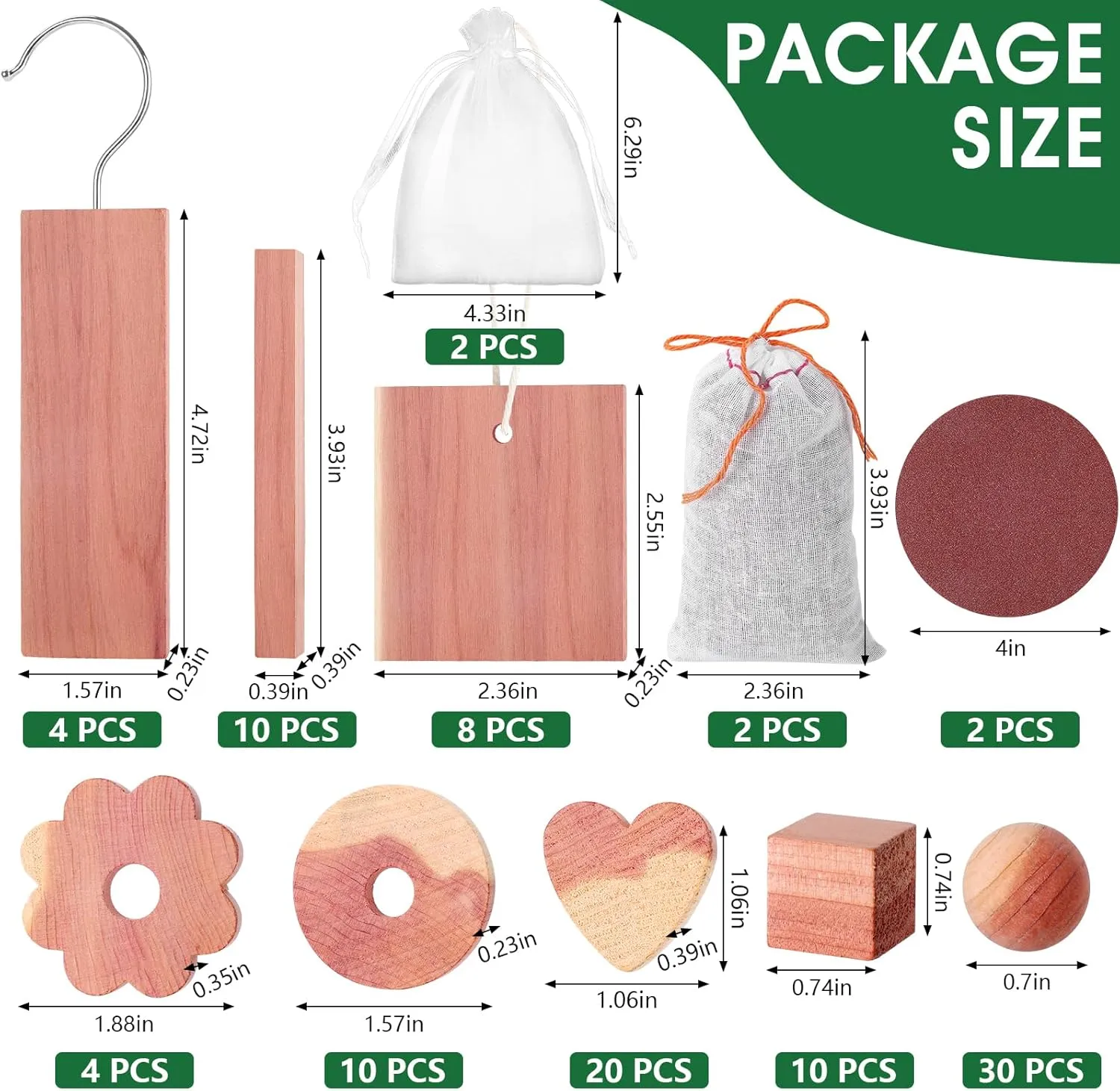 ESRICH Cedar Blocks for Clothes Storage 100PCS,Cedar Planks with Metal Hooks, Cedar Wood Chips Cedar Rings and Balls for Closets and Drawers,Cedar Closet Freshener