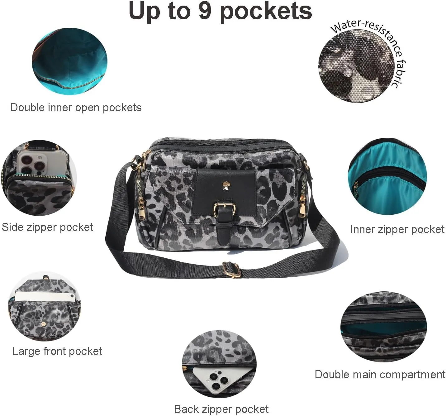 ESVAN Crossbody Bags for Women, Fashion Purses for Women Handbags Shoulder Bag with 2 Detachable Strap