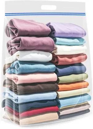 Extra Large 25 Gallon Storage Bags - 35” x 24” with Resealable Zip and Carry Handle, Ideal for Clothes, Pillows, Moving and Travel, Set of 10