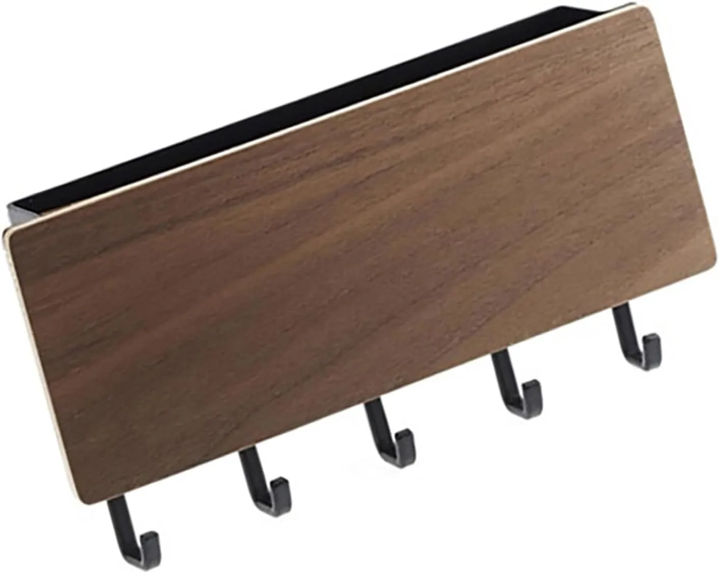 Fabater Hallway Key Holder, Fine Workmanship Wooden Wall Key Holder, Sturdy and PunchFree, for Home Hotel (Walnut Color)