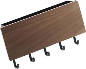 Fabater Hallway Key Holder, Fine Workmanship Wooden Wall Key Holder, Sturdy and PunchFree, for Home Hotel (Walnut Color)