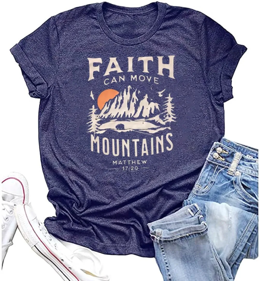 Faith Can Move Mountains Matthew Tank Tops Women Outdoor Hiking Shirt Tops Adventure Sleeveless Camping Tank Tops