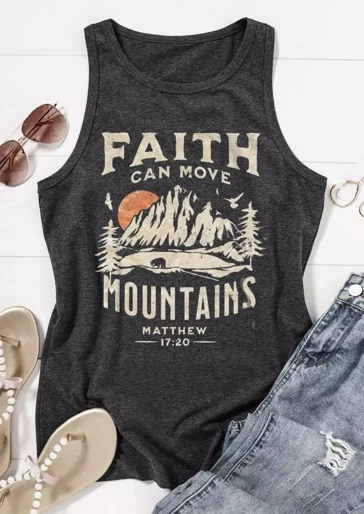 Faith Can Move Mountains Matthew Tank Tops Women Outdoor Hiking Shirt Tops Adventure Sleeveless Camping Tank Tops
