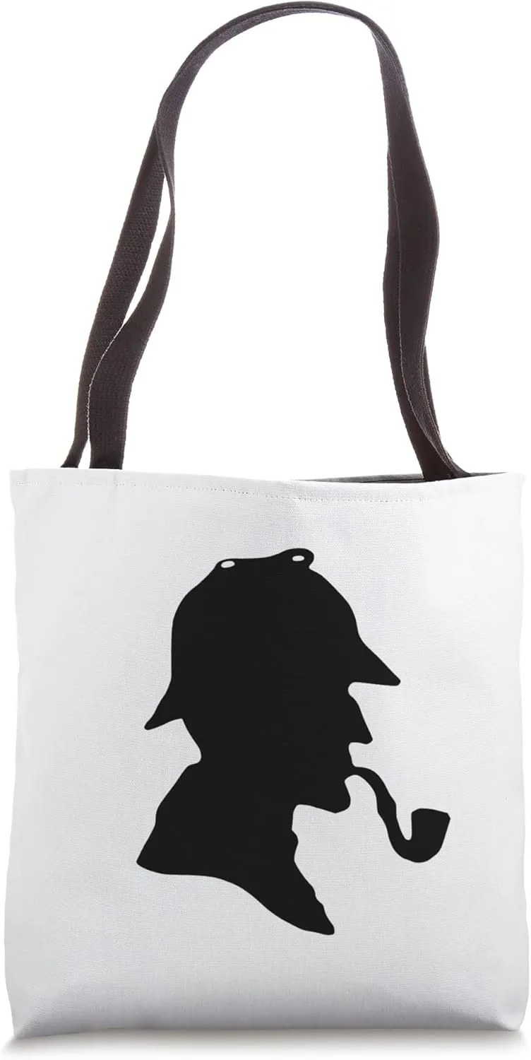 Famous Sherlock Holmes detective silhouette hat pipe book Tote Bag