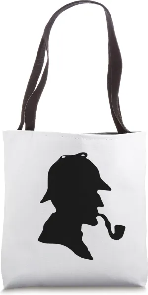 Famous Sherlock Holmes detective silhouette hat pipe book Tote Bag