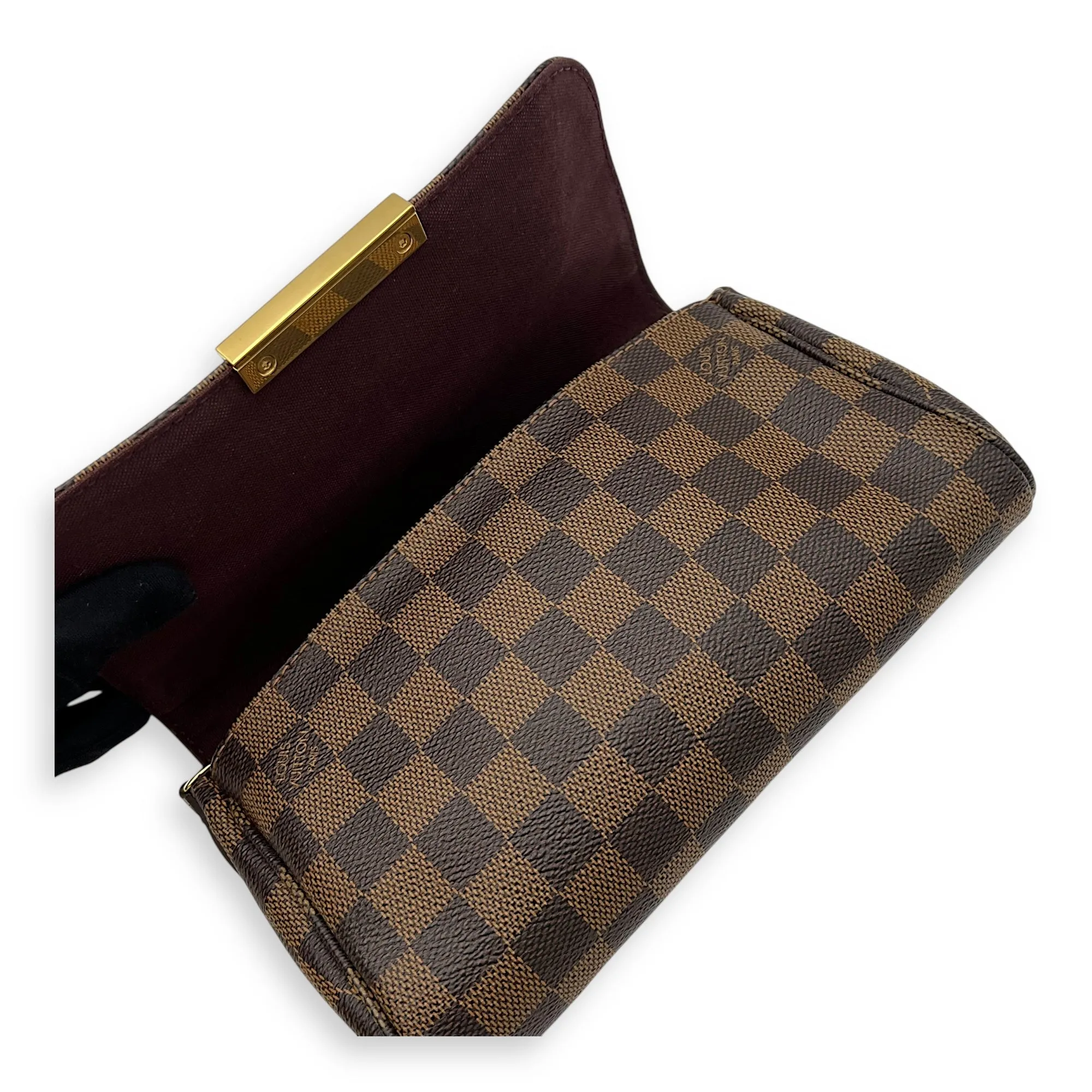 Favourite PM Brown Crossbody Bag in Coated Canvas, Gold hardware