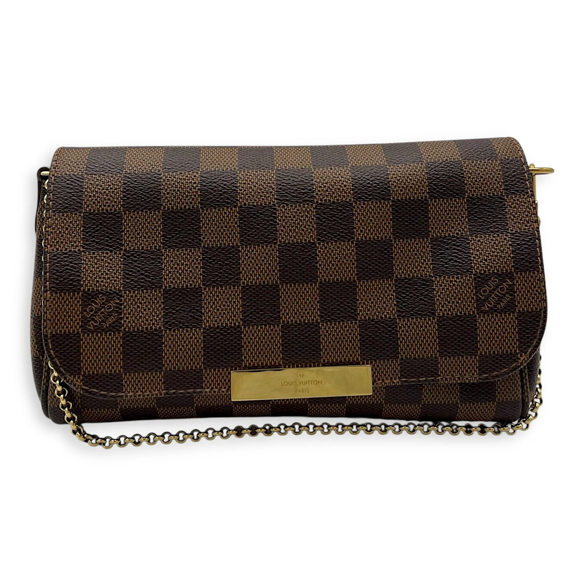 Favourite PM Brown Crossbody Bag in Coated Canvas, Gold hardware