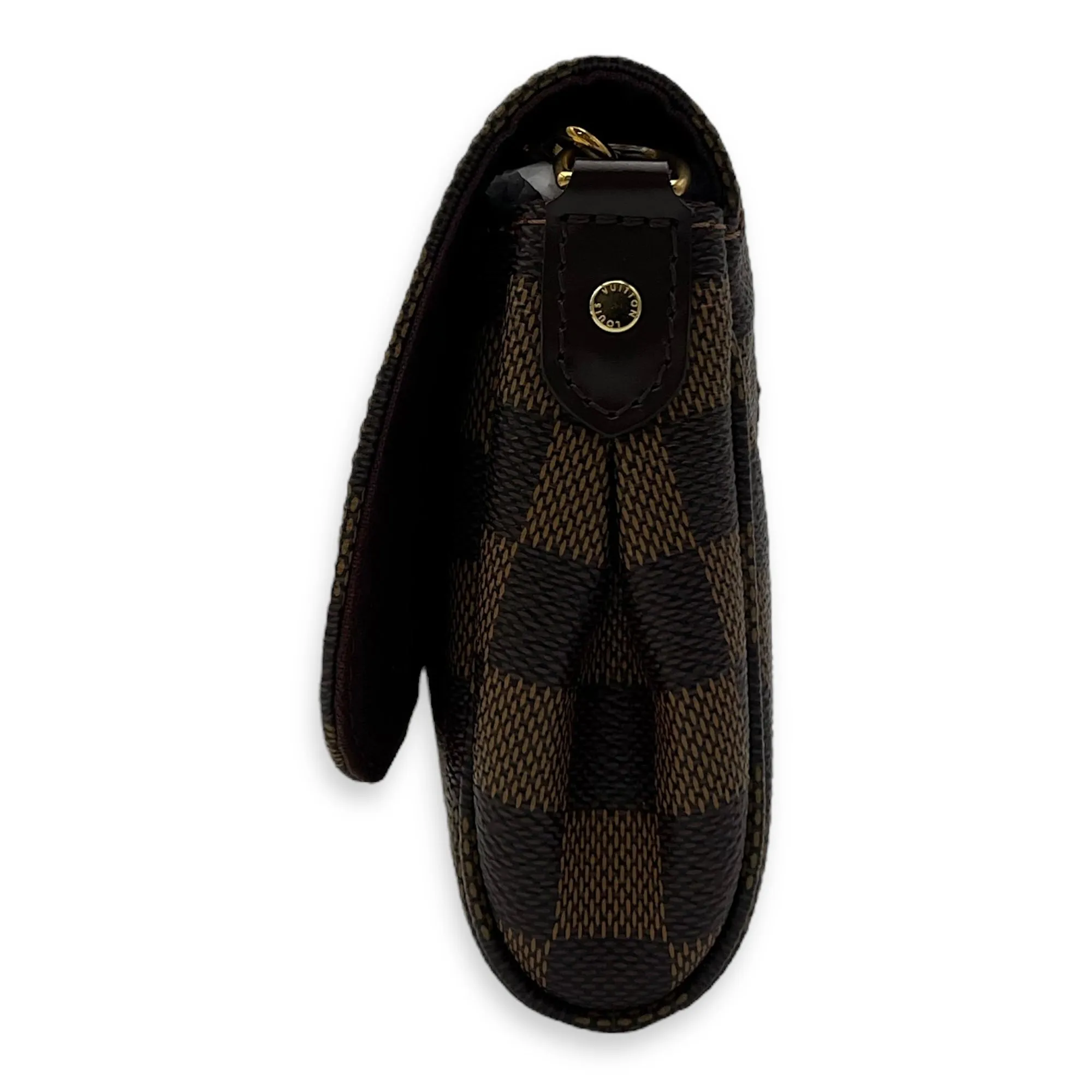 Favourite PM Brown Crossbody Bag in Coated Canvas, Gold hardware