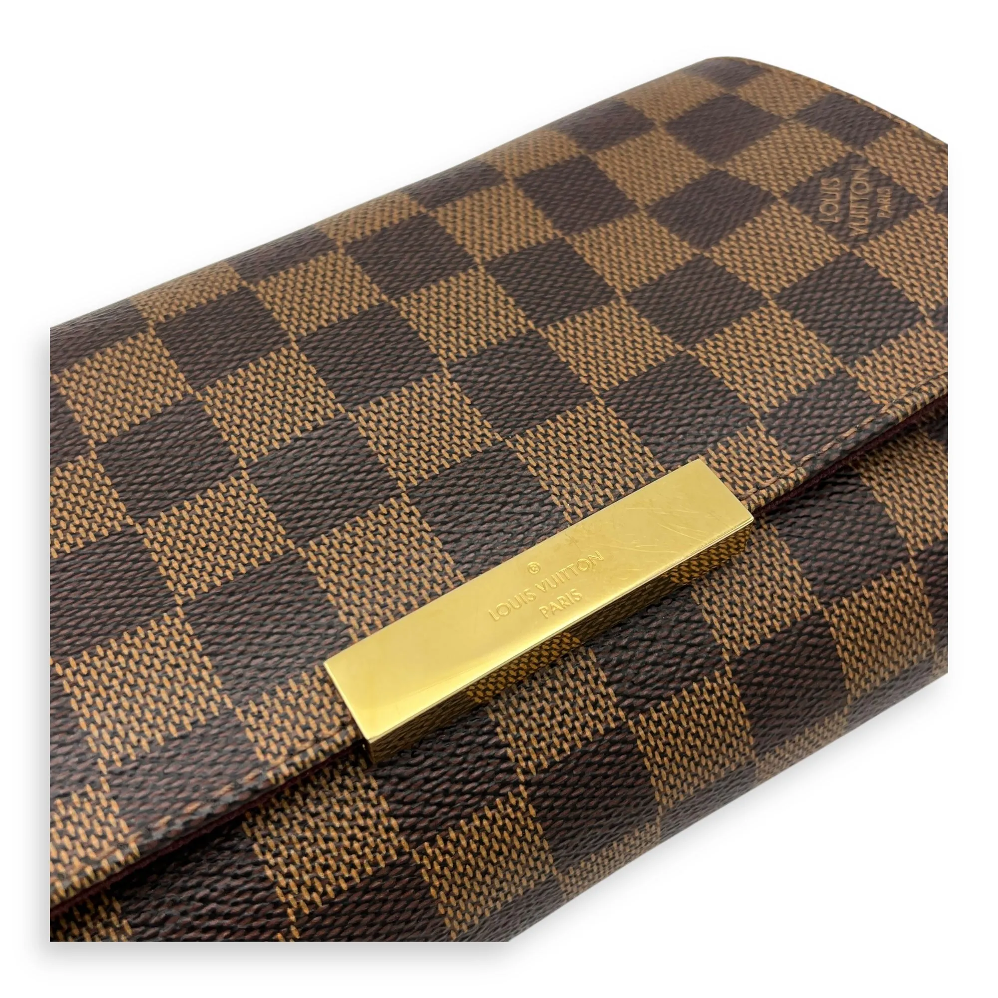 Favourite PM Brown Crossbody Bag in Coated Canvas, Gold hardware