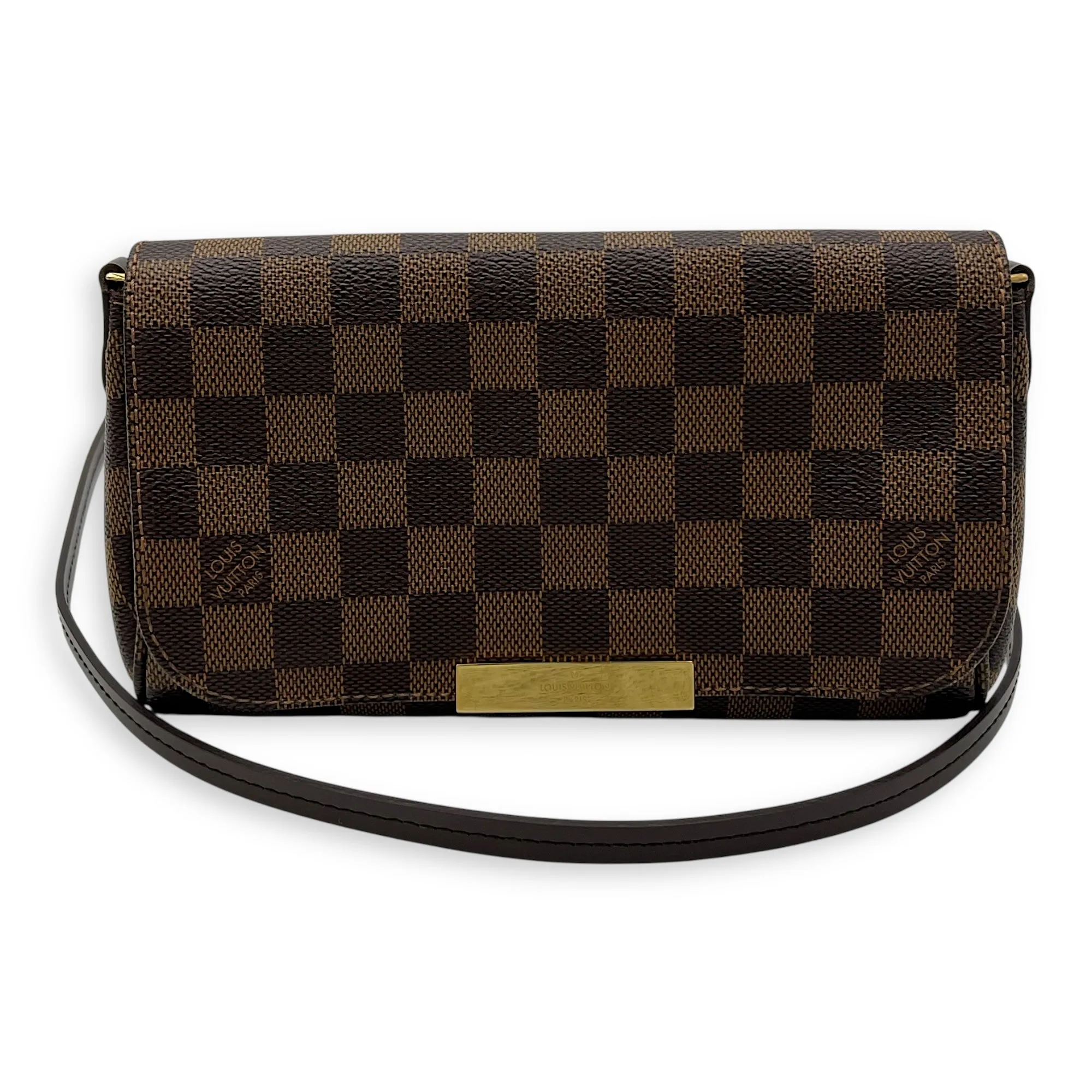 Favourite PM Brown Crossbody Bag in Coated Canvas, Gold hardware