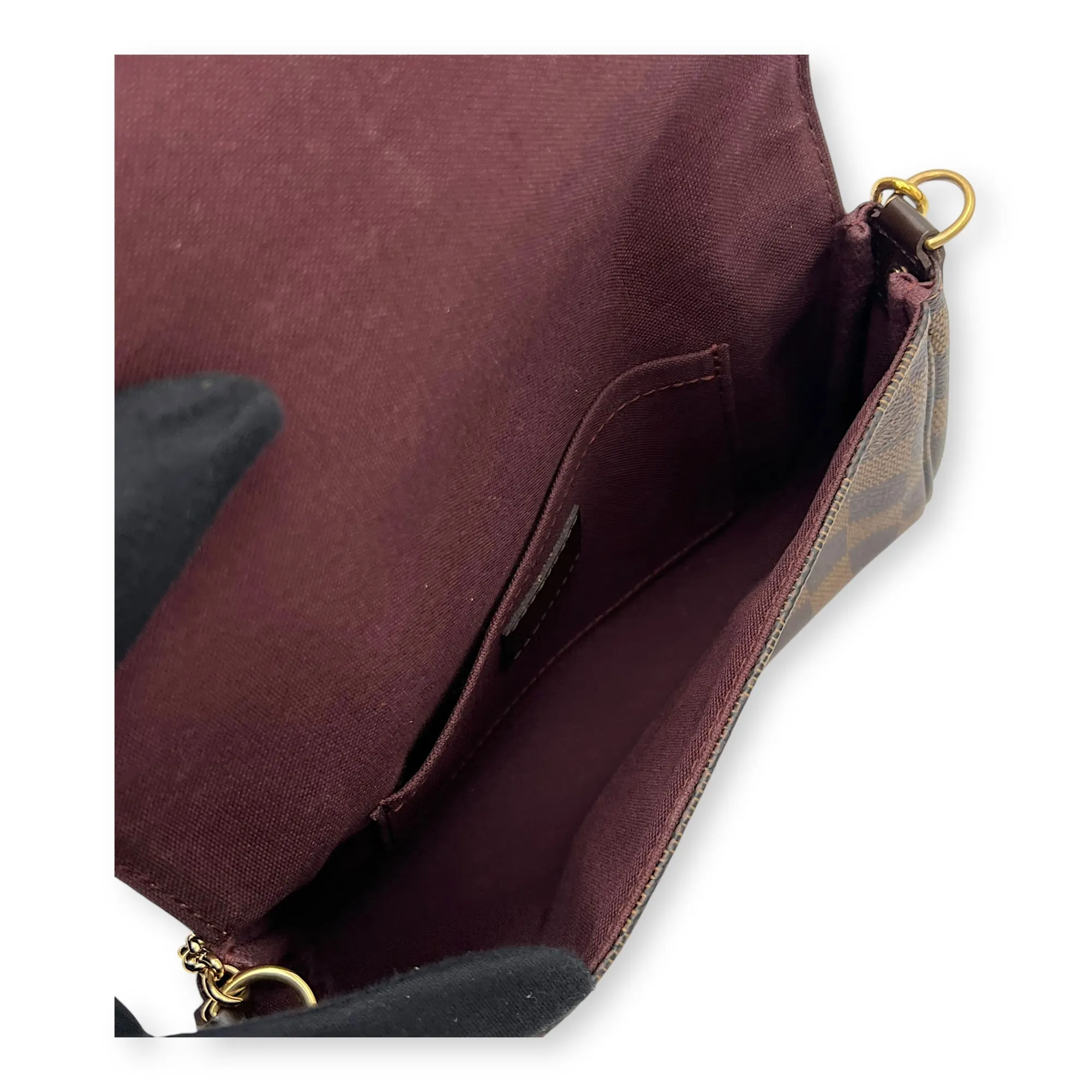 Favourite PM Brown Crossbody Bag in Coated Canvas, Gold hardware