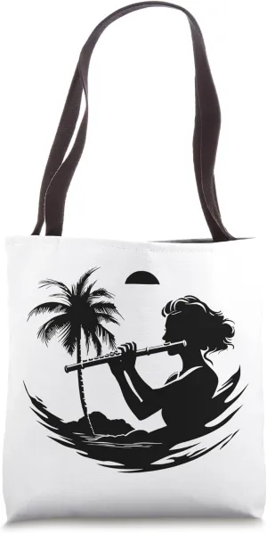 Female Flautist Graphic Flutist Flute Lessons Tote Bag