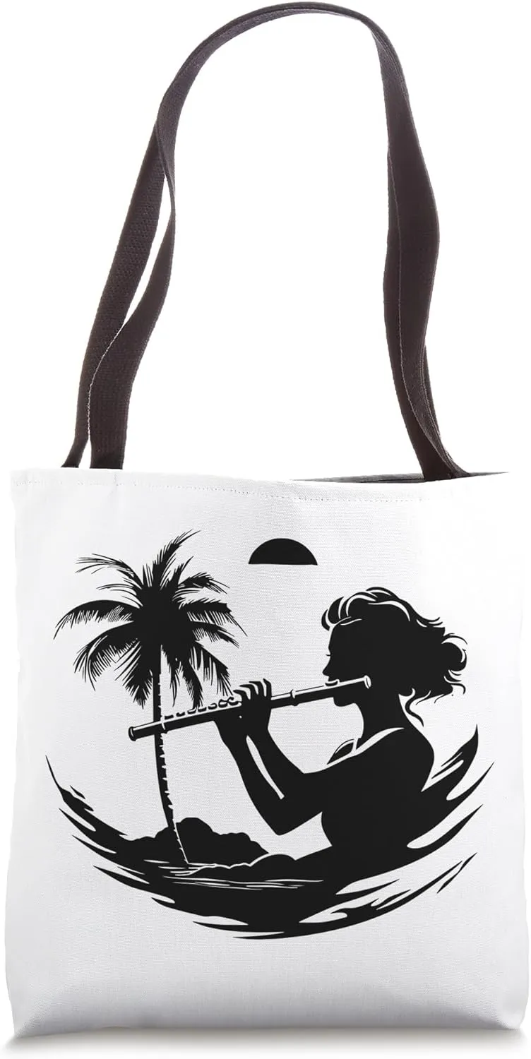 Female Flautist Graphic Flutist Flute Lessons Tote Bag