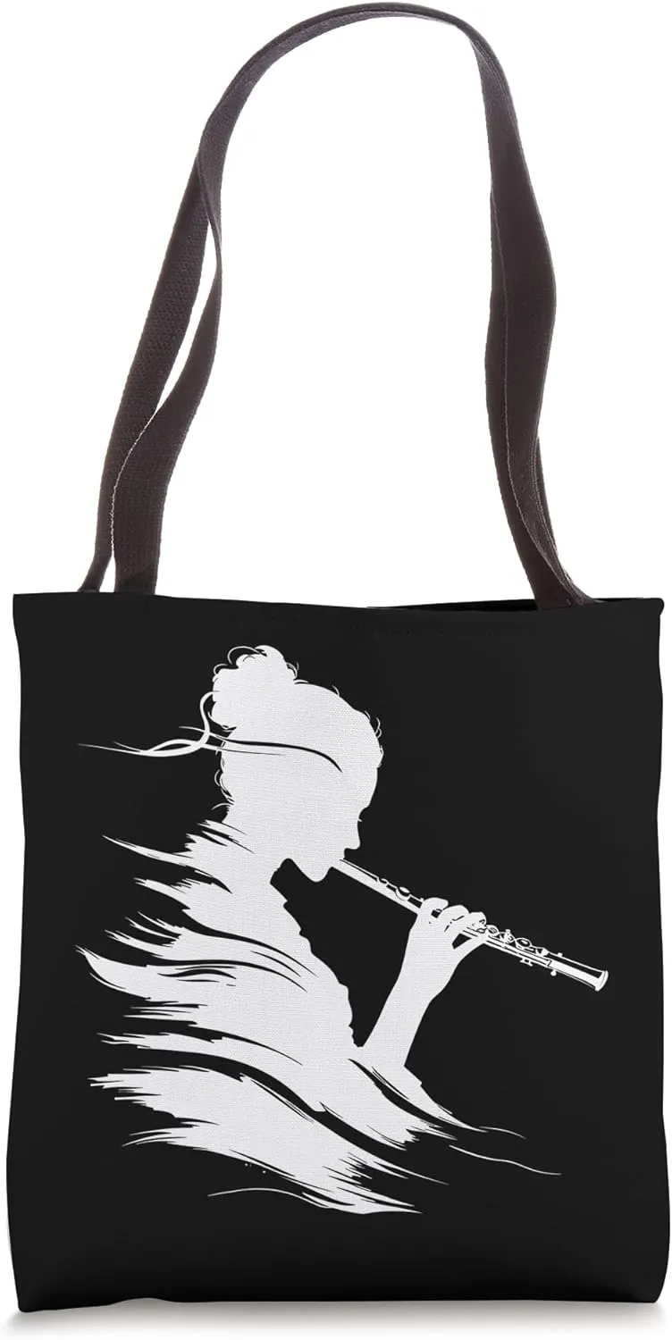 Female Flutist Drawing Flute Lover Orchestra Tote Bag