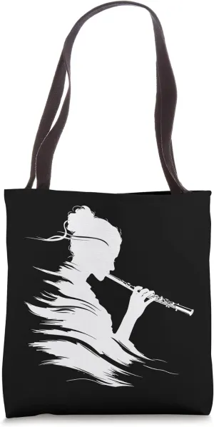 Female Flutist Drawing Flute Lover Orchestra Tote Bag
