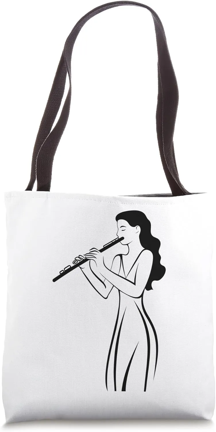Female Flutist Flautist Flute Ensemble Tote Bag