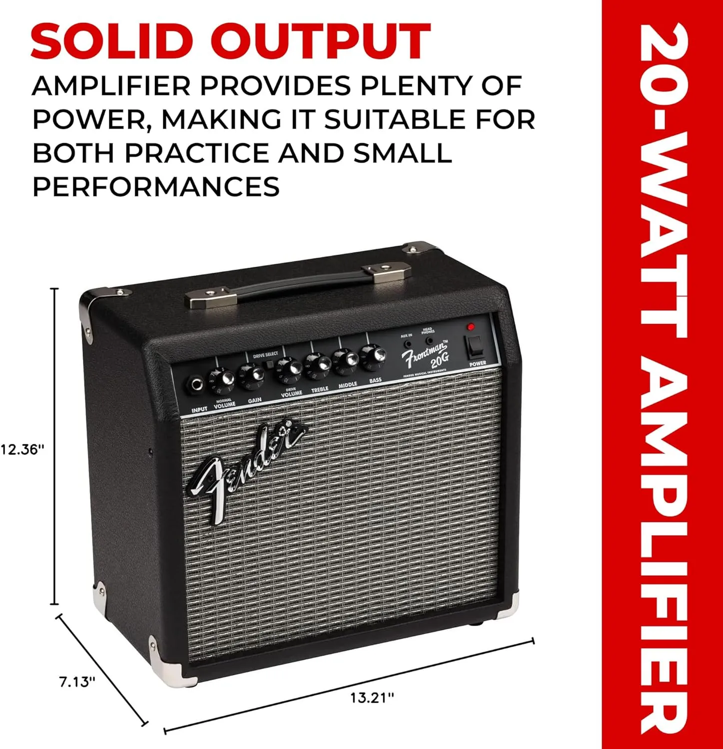 Fender Frontman 20G Guitar Combo Amplifier - Black Bundle with Cable and Austin Bazaar Exclusive 12-Pack Picks