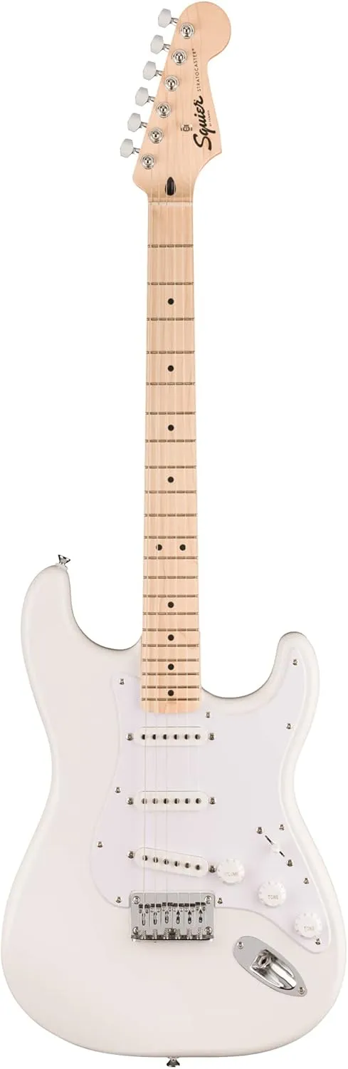 Fender Squier Sonic Stratocaster HT - Arctic White Bundle with Amplifier, Instrument Cable, Tuner, Strap, Picks, and Austin Bazaar Instructional DVD