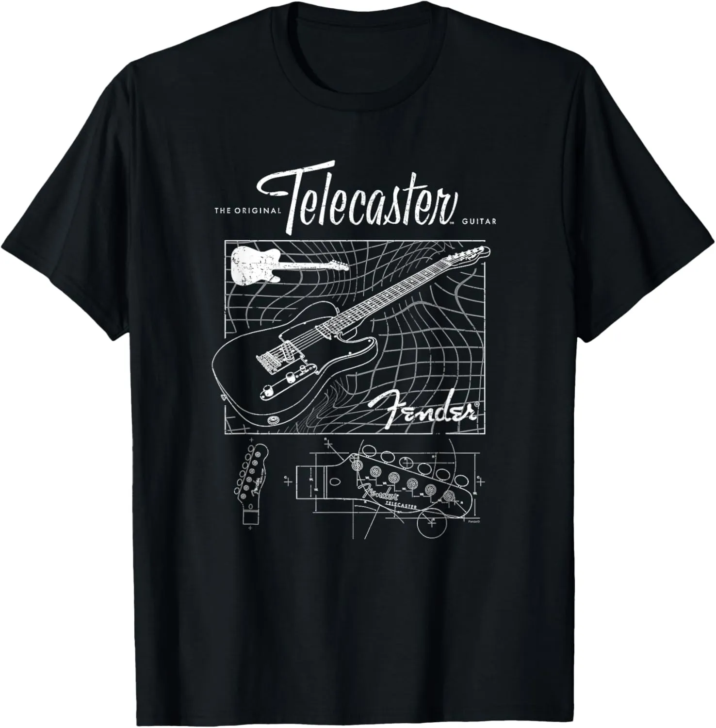 Fender The Original Telecaster Guitar Schematic Poster T-Shirt