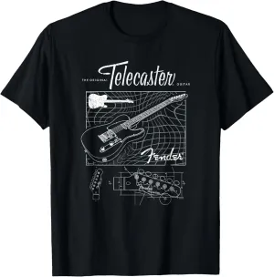 Fender The Original Telecaster Guitar Schematic Poster T-Shirt