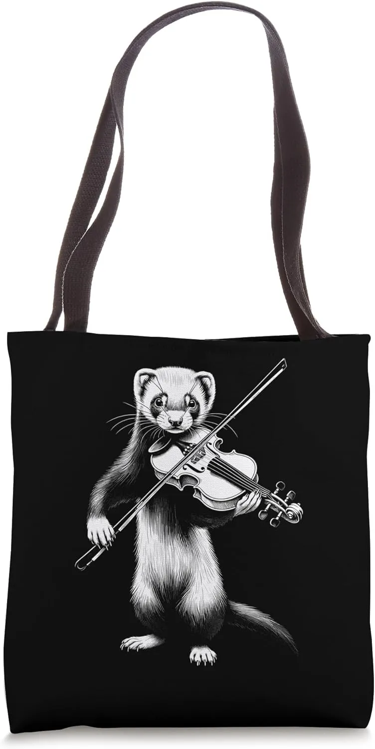 Ferret Playing Violin for Violinist Musical Orchestra Tote Bag