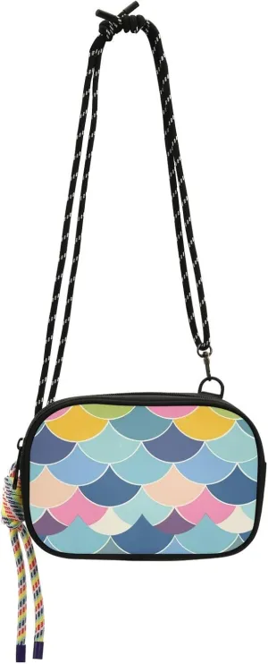 Fish Scale Light Blue Pink Anti Theft Crossbody Bag Women Fashion with Credit Card Slots Nylon Small Crossbody Phone Bag Take a walk