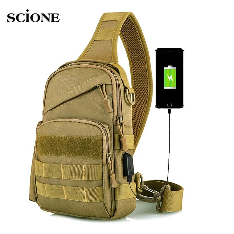 Fishing Military Tactical Army USB Travel Shoulder Sport Backpack Chest Sling Bag Hiking Energy-efficient Camping Holiday sale XA177A Bags Bag Outdoor Camping