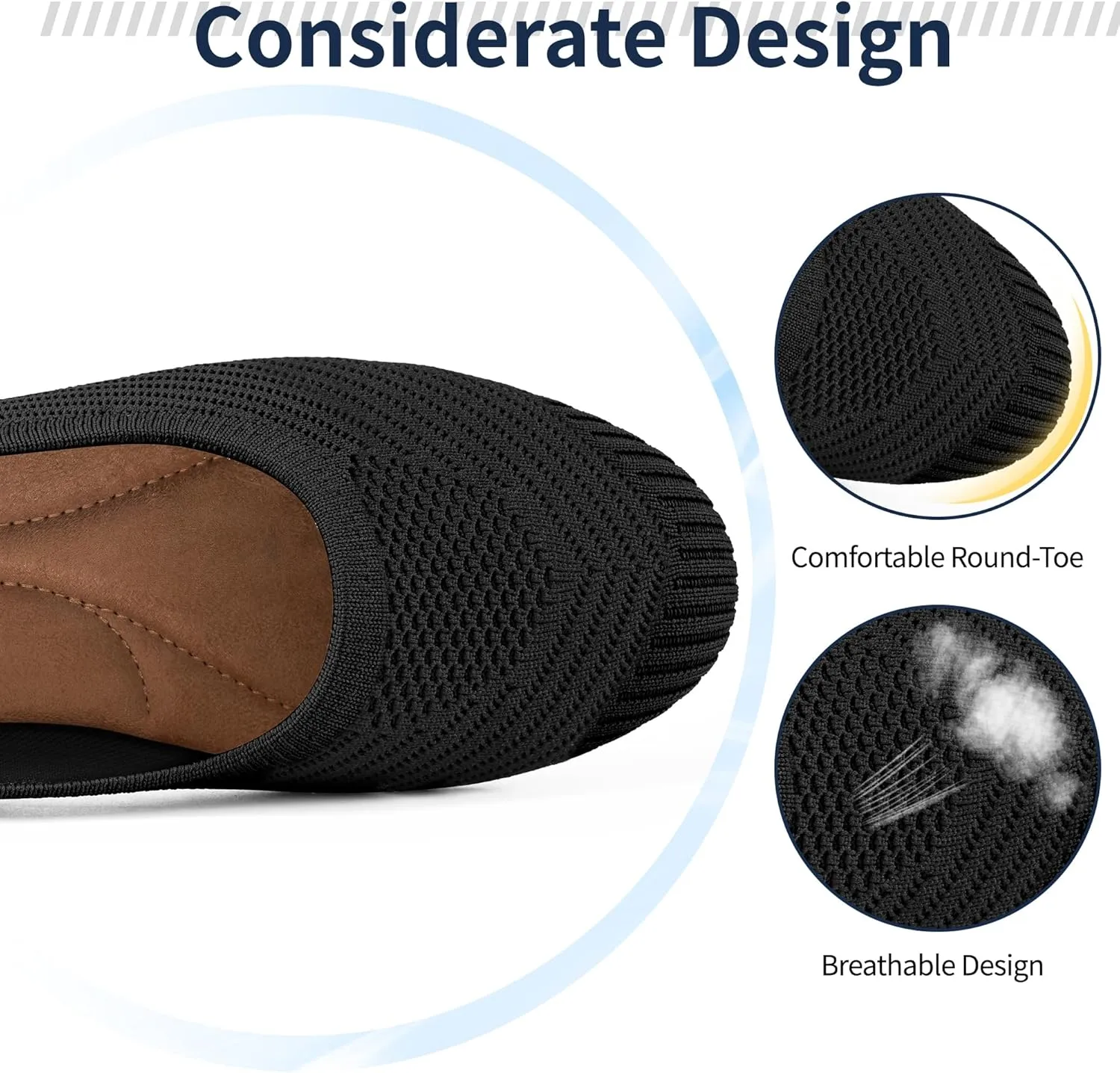 Flats for Women Ballets Shoes: Comfortable Knitted Dressy Work Flats - Ladies Wedding Flat Casual Shoes