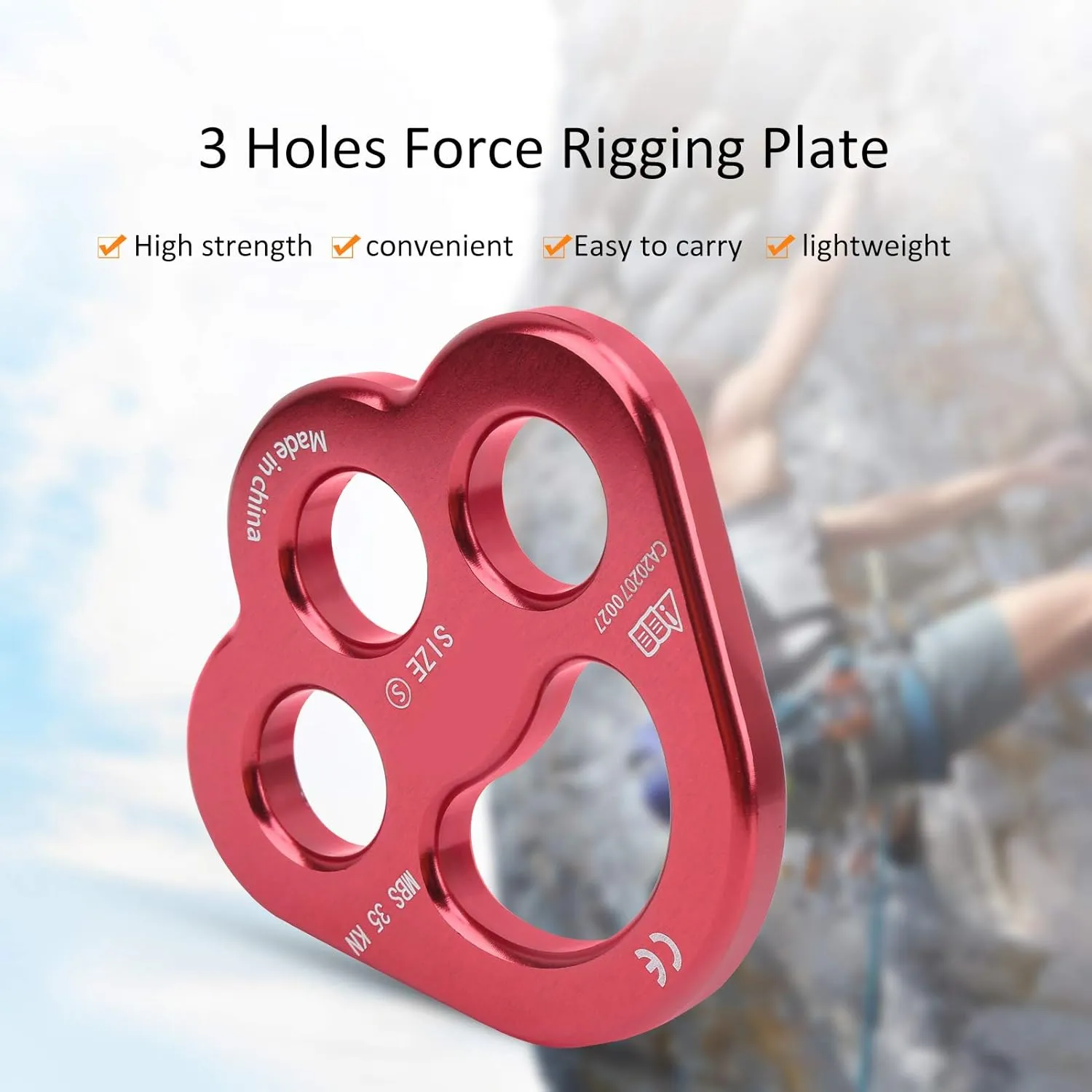 flexman Paws Rigging Plate, 3 Holes Rigging Plate, 35KN Aluminum Rigging Plate, Anchor Multipliers Connector Gear for Mountain Climbing, Outdoor Expansion, Downhill