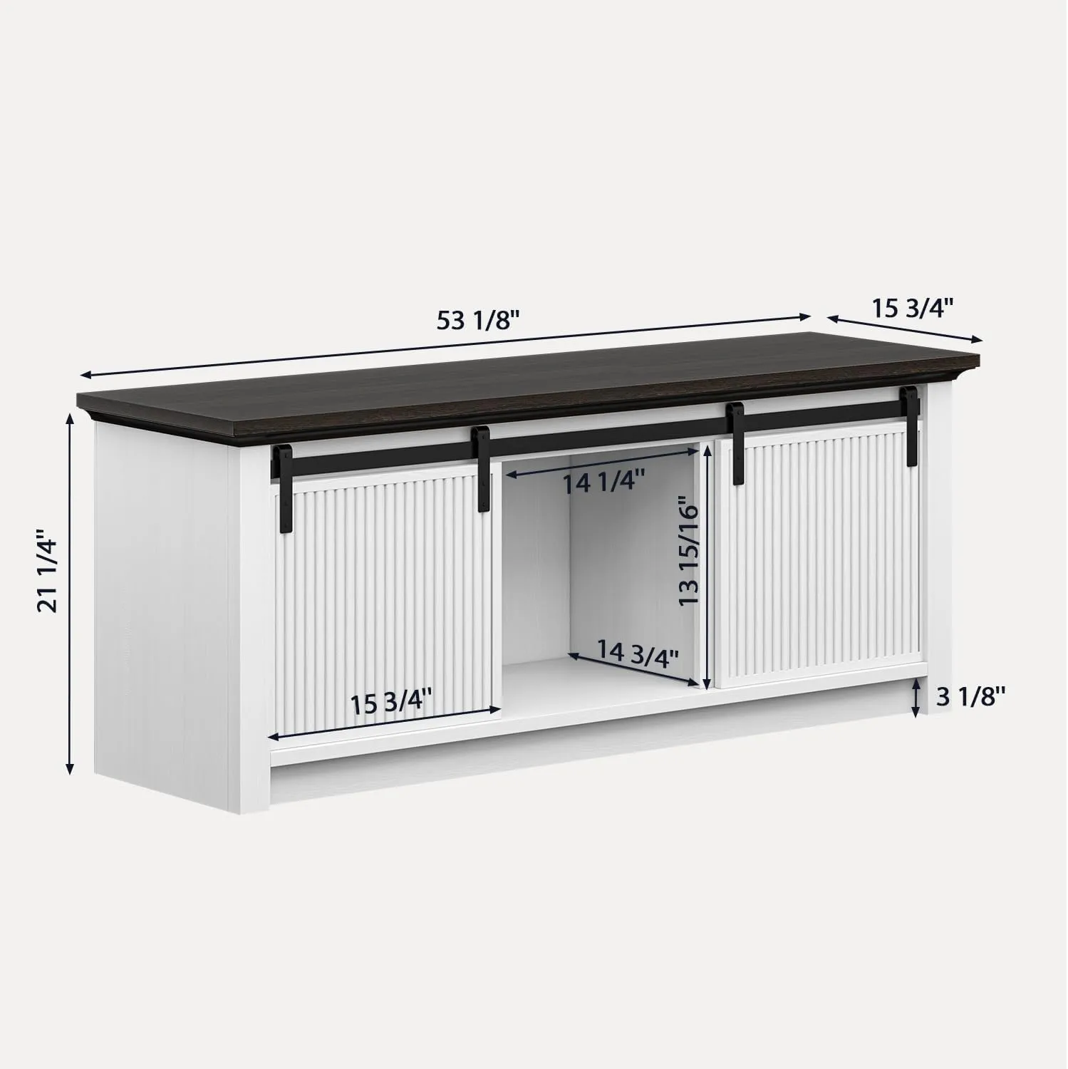 Fluted TV Stand for 60 Inch TV, 21" Tall Entertainment Center with Sliding Door and Storage Cabinets, Modern Media Console for Bedroom & Living Room, Television Stand for 55, 50", White