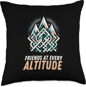 Friends At Every Altitude Girls Trip Trekking Tour Hiker Throw Pillow