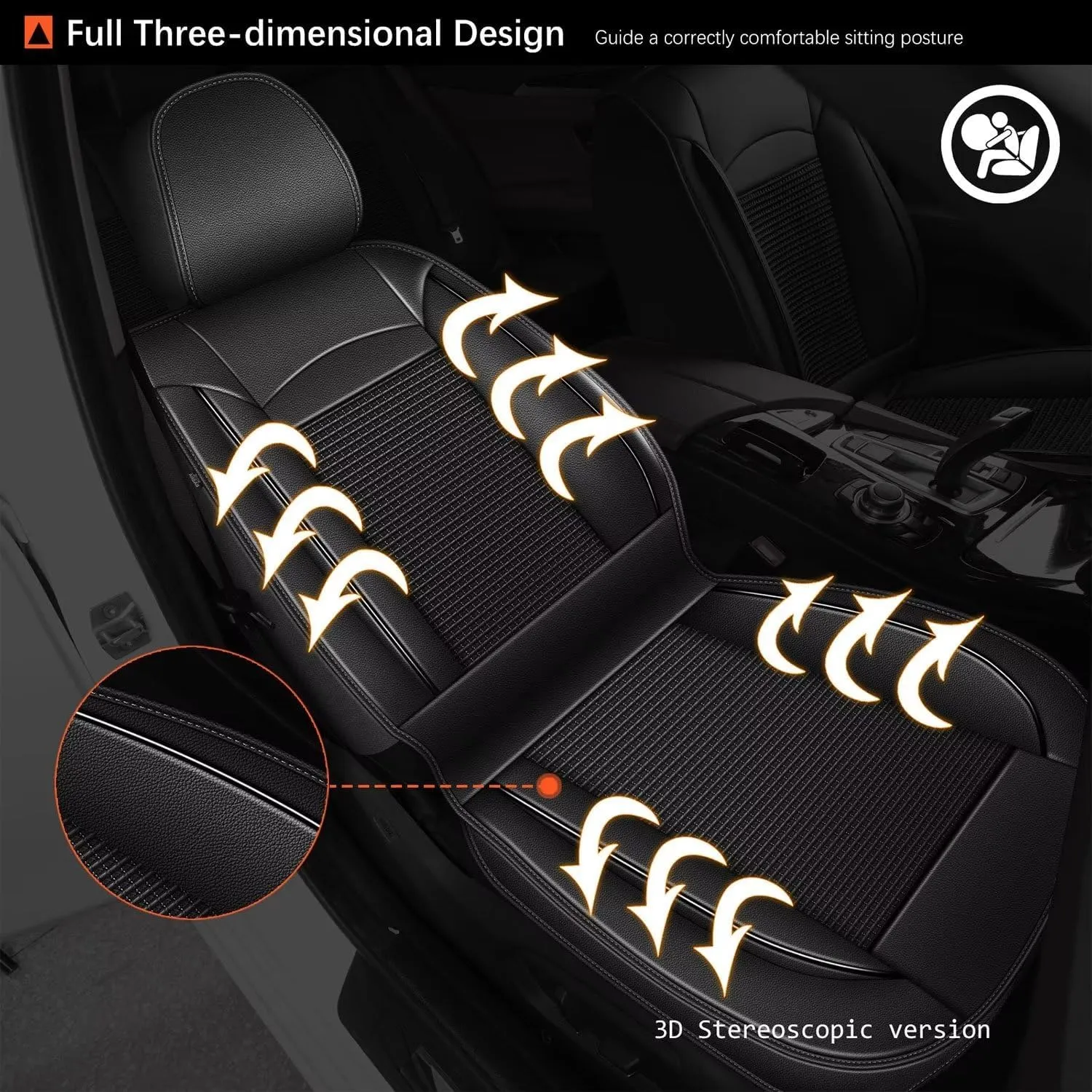 Front Seat Covers Fit for Honda Pilot 2005-2016: Car Seat Cover Leather Ice Silk Waterproof Breathable Automotive Seat Cushion Protector (2 Seats, Black)