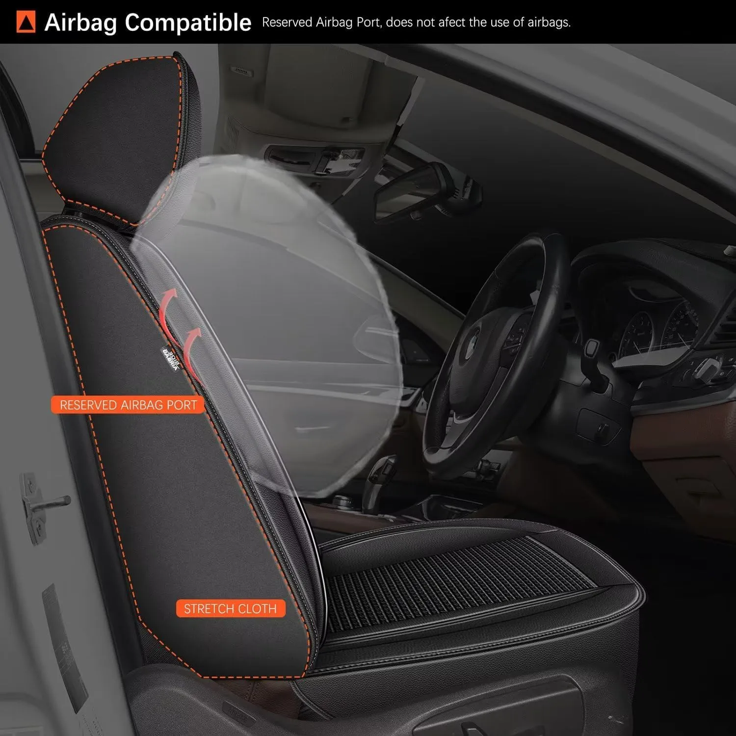 Front Seat Covers Fit for Honda Pilot 2005-2016: Car Seat Cover Leather Ice Silk Waterproof Breathable Automotive Seat Cushion Protector (2 Seats, Black)