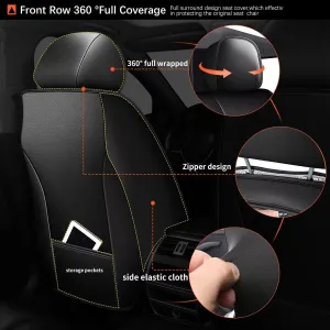 Front Seat Covers Fit for Honda Pilot 2005-2016: Car Seat Cover Leather Ice Silk Waterproof Breathable Automotive Seat Cushion Protector (2 Seats, Black)