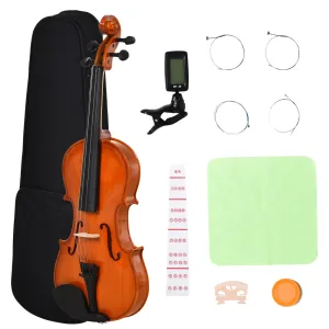 Full Size 4/4 Violin Set Maple Wood with Accessories Storage Box Orange