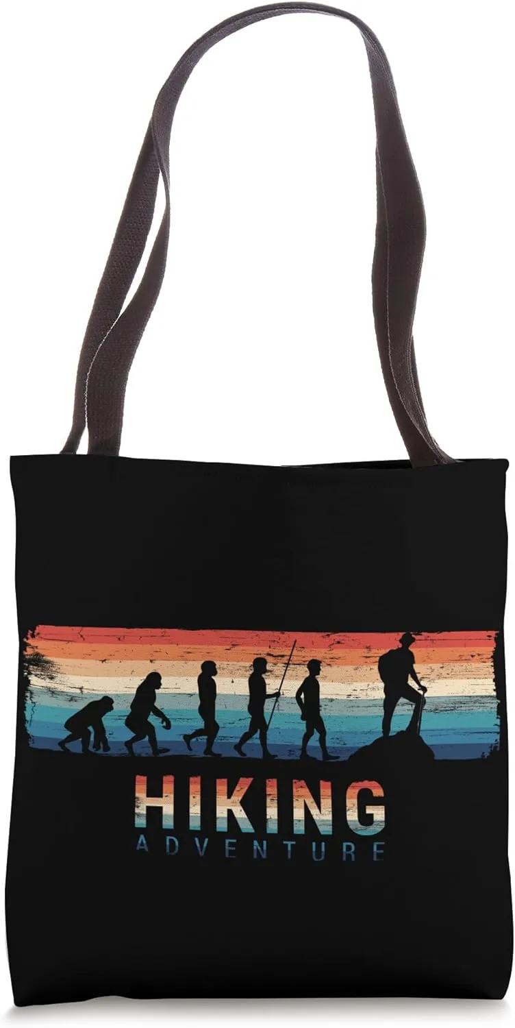 Funny Hiker Evolution Retro Hiking Explorer Tote Bag
