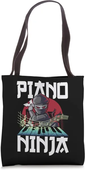 Funny Piano Ninja Music Lover Pianist Playing Percussion Tote Bag