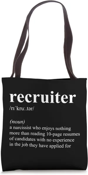 Funny Recruiter Definition Recruitment HR Human Resources Tote Bag