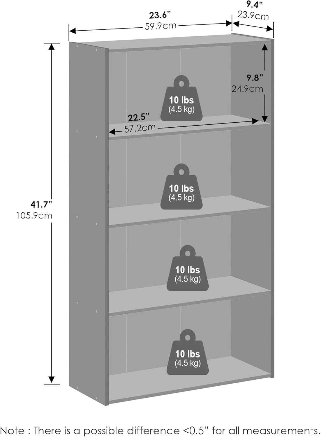 Furinno Reed 4-Tier Multipurpose Open Shelf Clothing & Closet Storage Organization, White