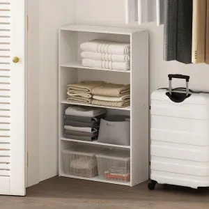 Furinno Reed 4-Tier Multipurpose Open Shelf Clothing & Closet Storage Organization, White