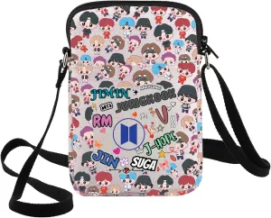 G2TUP K-POP Bangtan Crossbody Bag K-pop Characters Fans Gift Korean Army Merbers Shoulder Bag Korean Group Merch