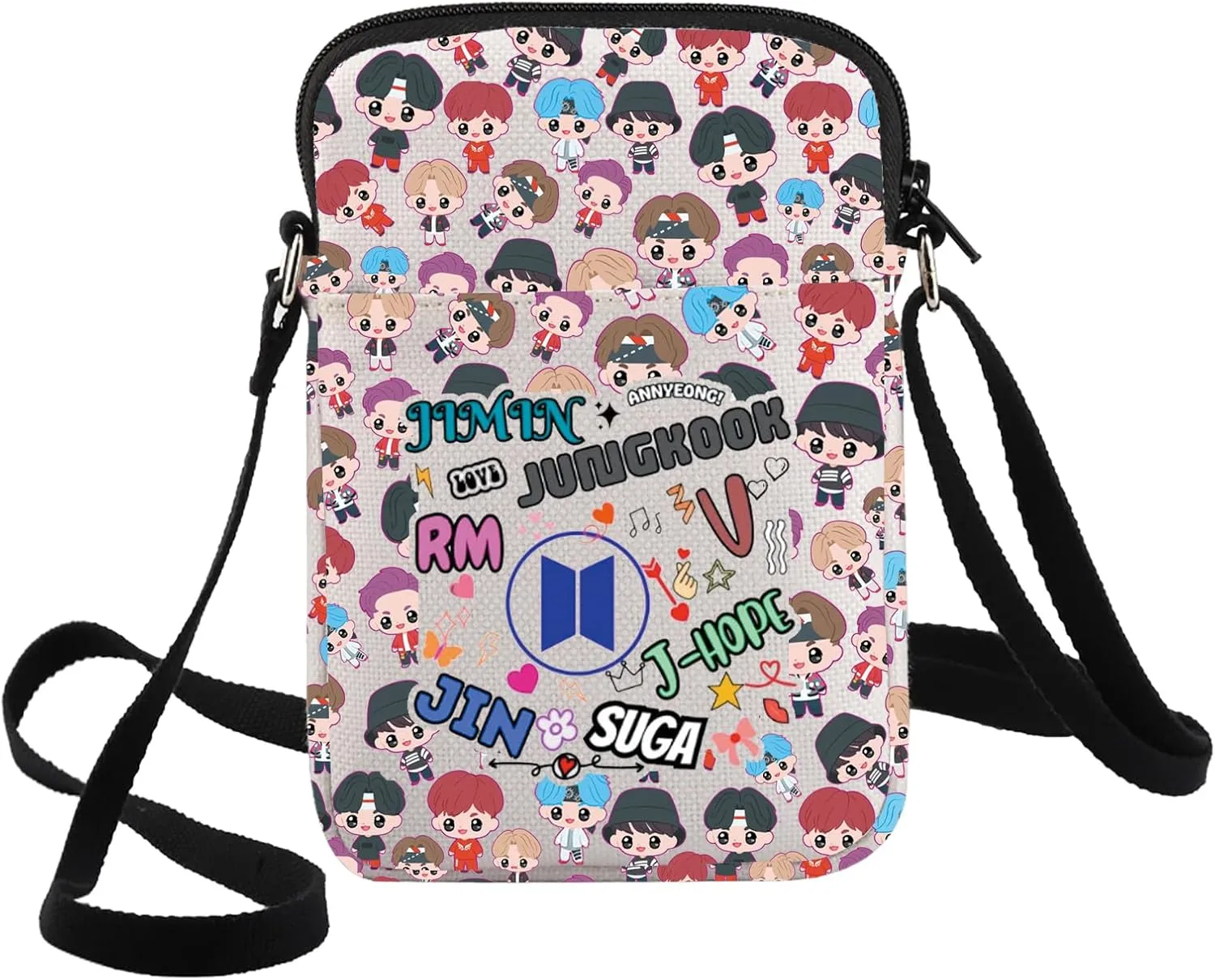 G2TUP K-POP Bangtan Crossbody Bag K-pop Characters Fans Gift Korean Army Merbers Shoulder Bag Korean Group Merch