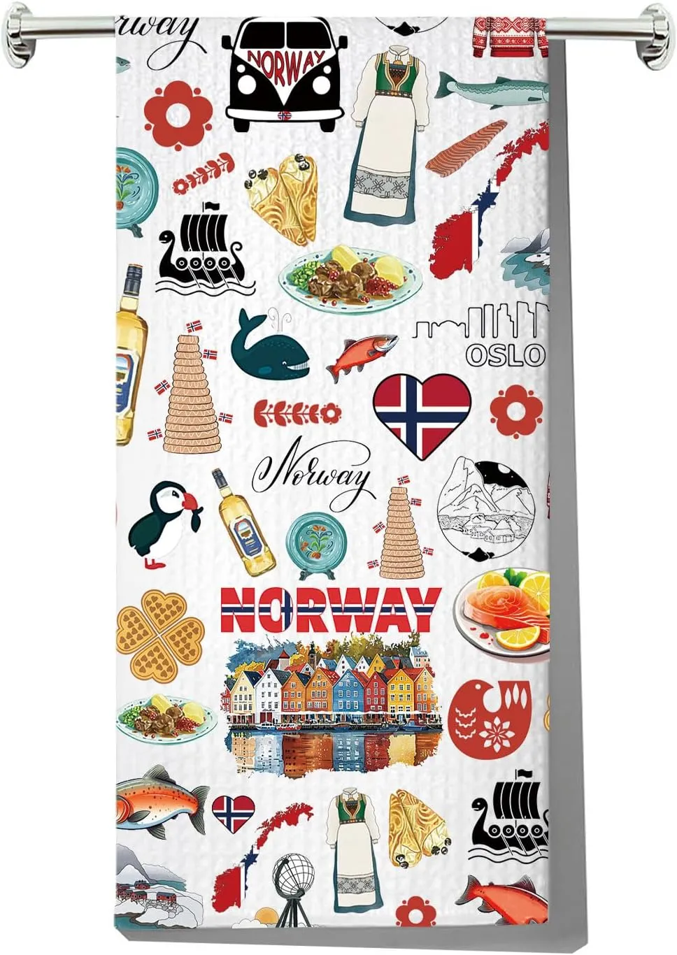 G2TUP Norway Kitchen Towels - Norwegian Landmarks Gift - Housewarming Gift